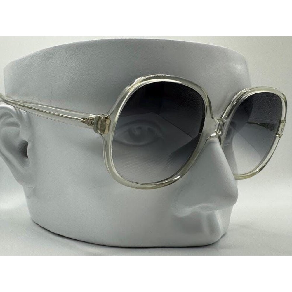 NEW Vintage Oversize Sunglasses | Non RX | Grey Fade Lens | Clear Frame | 1960s